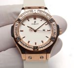 Hublot Lady 34mm 316L Steel Rubber Strap VK Quartz Movement Replica Watch